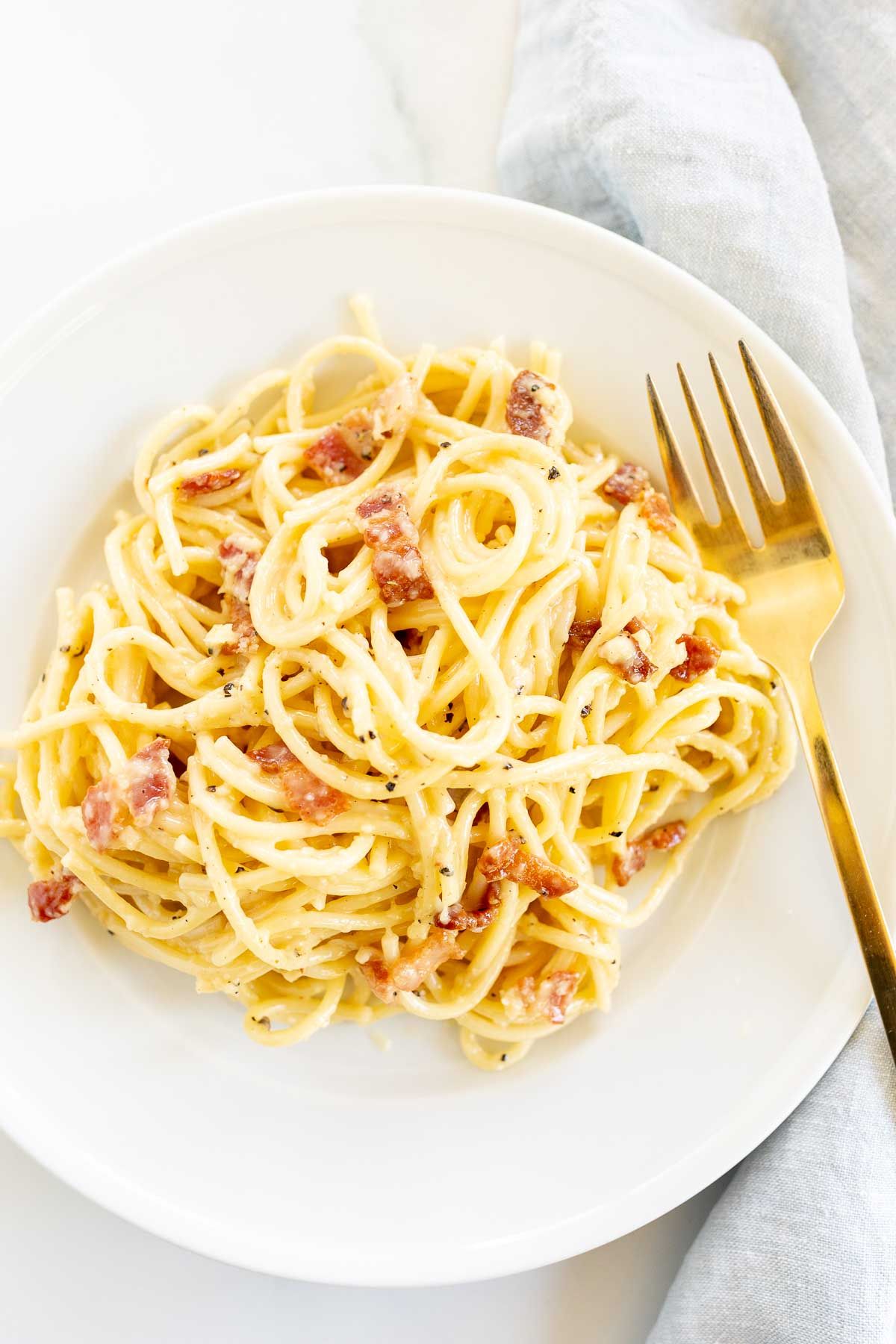 The Easiest Classic Pasta Carbonara | Julie Blanner