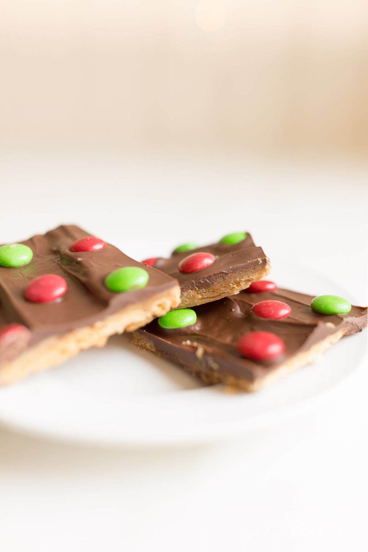 cracker toffee topped with m and ms