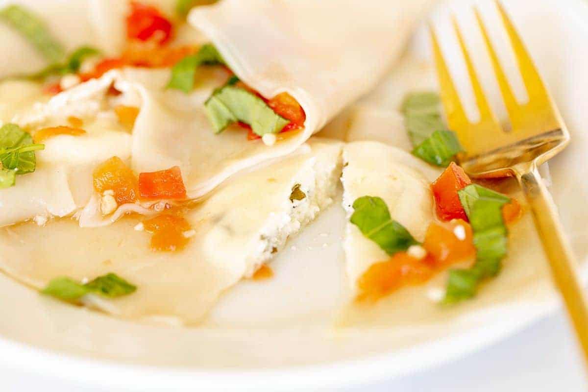 Light Goat Cheese Ravioli With Basil | Julie Blanner