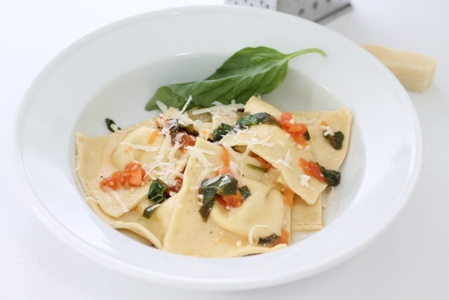 goat cheese ravioli with basil