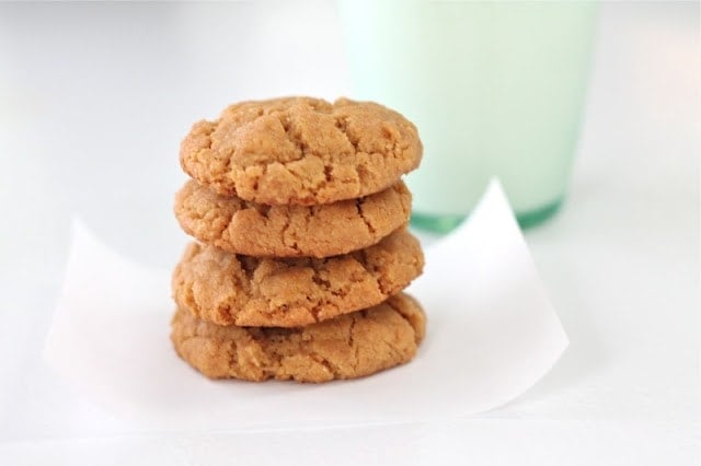 Healthy peanut butter cookies on a white napkin. 