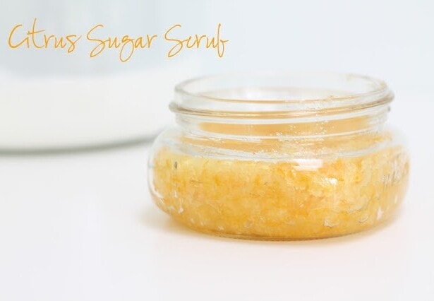 citrus sugar scrub in a jar