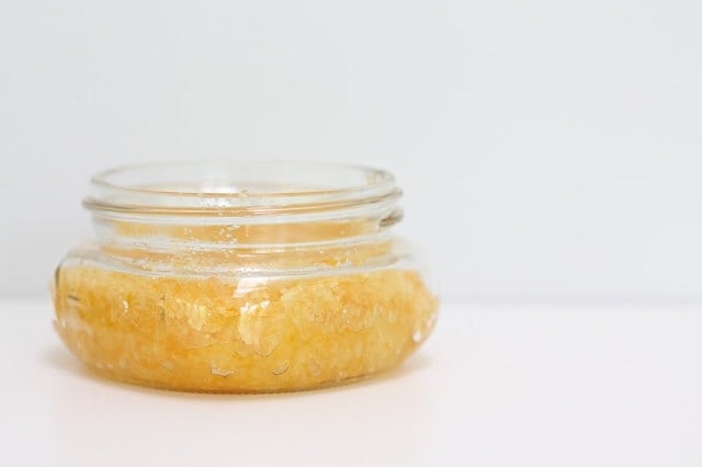 exfoliating body scrub in jar