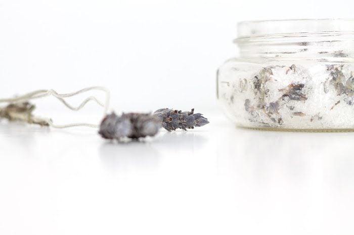 Pinecones next to a glass jar.