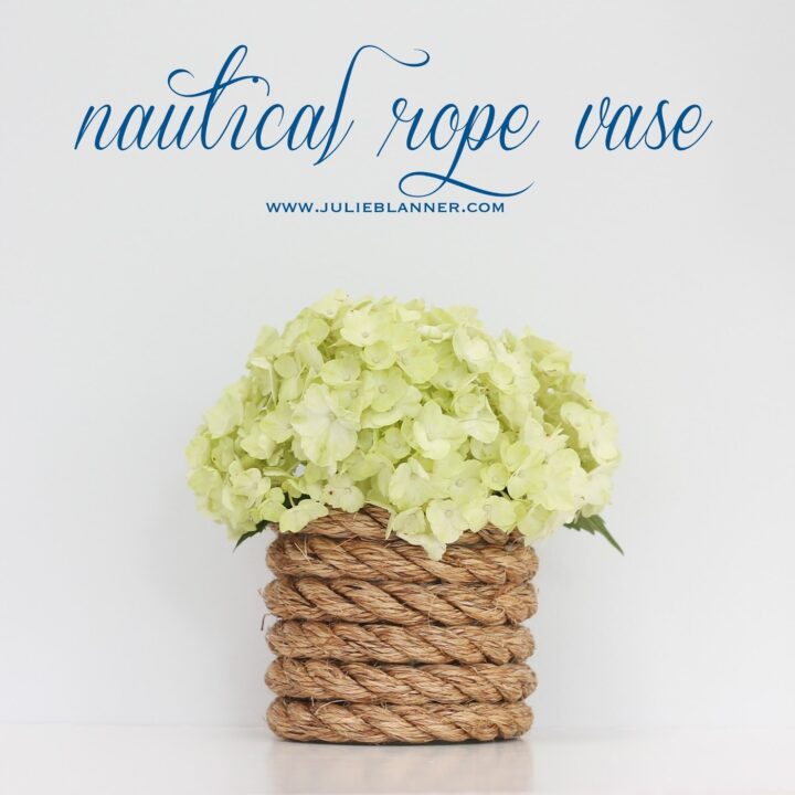 nautical rope vase with flowers and title