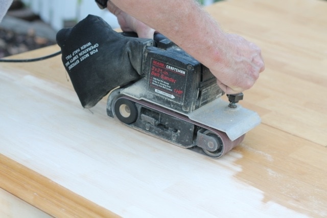 sanding wood table