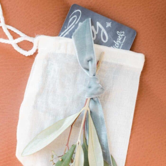 gift card in muslin bag