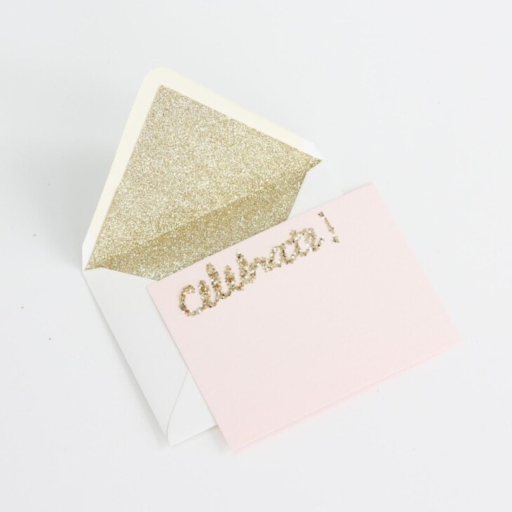 gold sparkle lined envelope