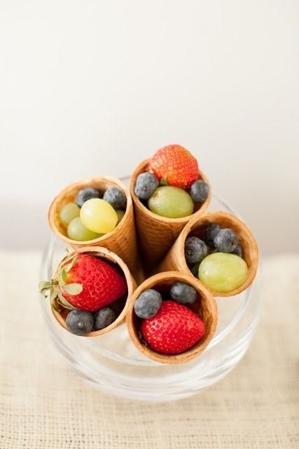 fresh fruit in sugar cones - convenient and beautifully displayed photographed by Alea Lovely
