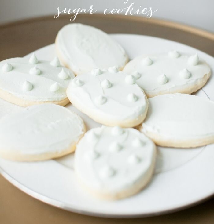 White sugar cookies on a white plate