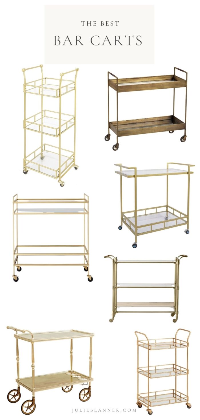 A graphic image on a white background with a variety of gold bar carts.