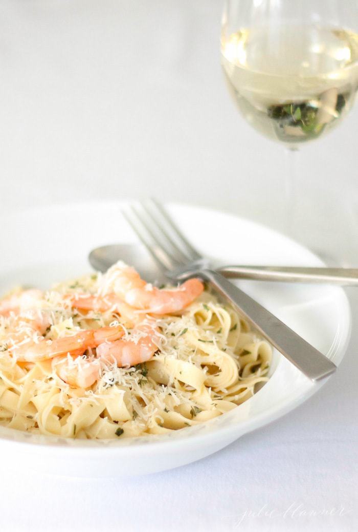 Easy white wine pasta sauce for pasta - perfect for adding chicken or seafood