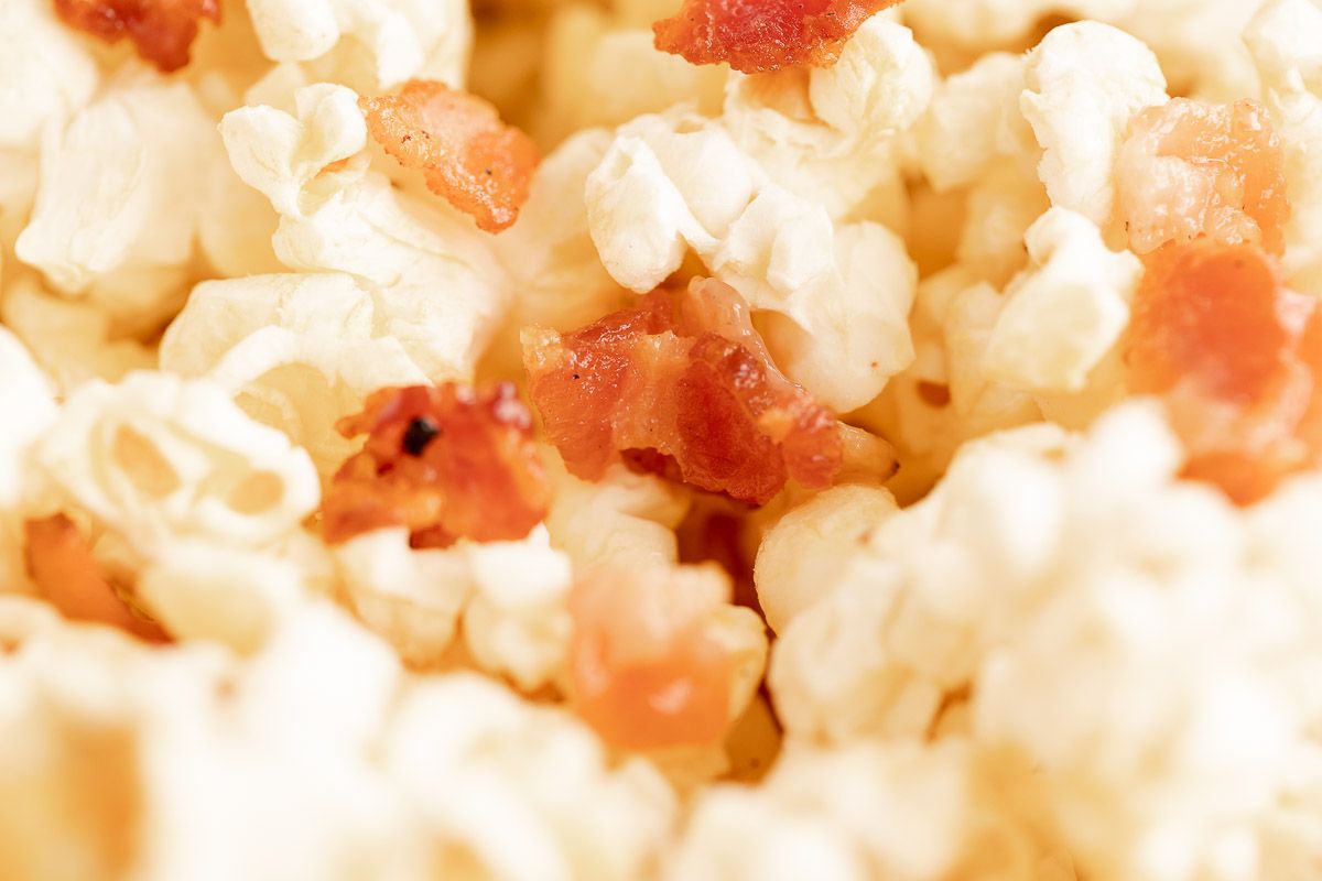 Close up of bacon popcorn