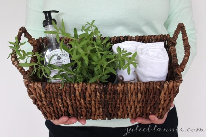 A lavender themed housewarming gift basket