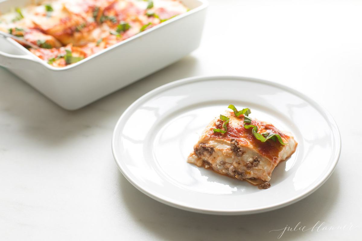 plate of homemade lasagna