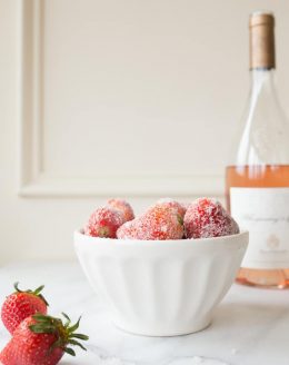 frozen rosé strawberries and sugar