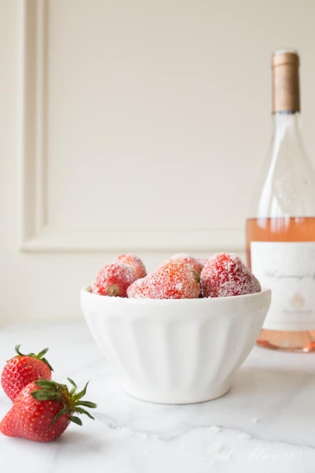 Drunken Strawberries Sugar Coated Rosé Strawberries Julie Blanner