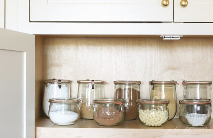 My kitchen counter always has jars filled with baking ingredients