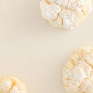 gooey butter cookies on a white surface