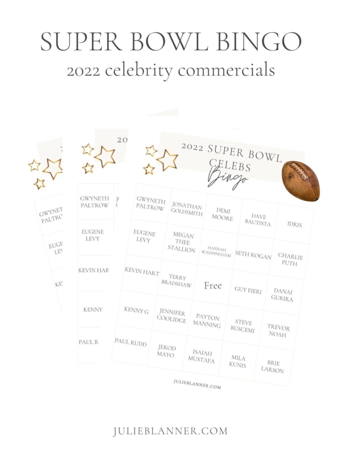 Super Bowl Bingo 2022 Free Printable Card Sheets