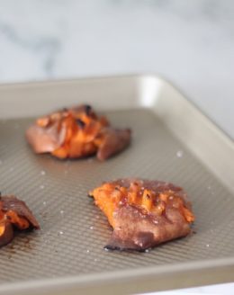 Smashed Sweet Potatoes! A sweet & savory side inspired by Pioneer Woman's Crash Hot Potatoes