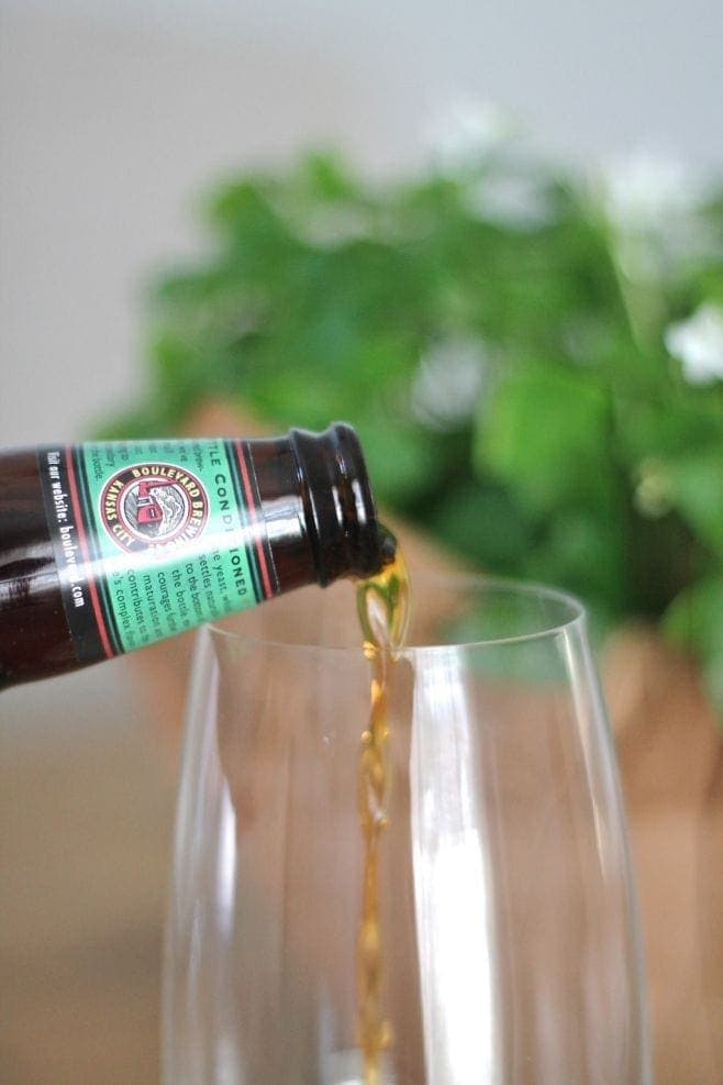 Beer being poured into a glass