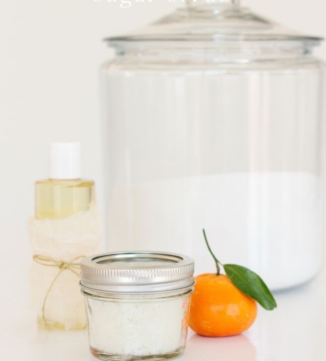 Easy orange mint sugar scrub recipe made in your kitchen with just 3 ingredients
