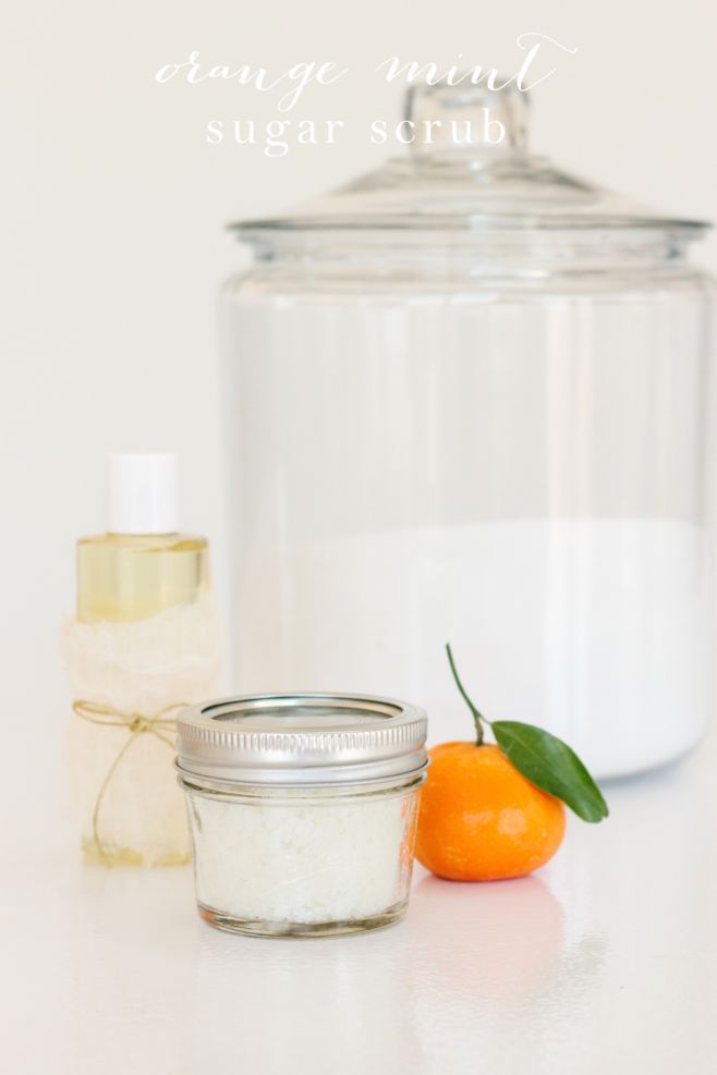 Easy orange mint sugar scrub recipe made in your kitchen with just 3 ingredients 
