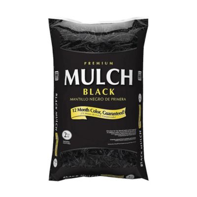 a bag of black mulch from Lowe's