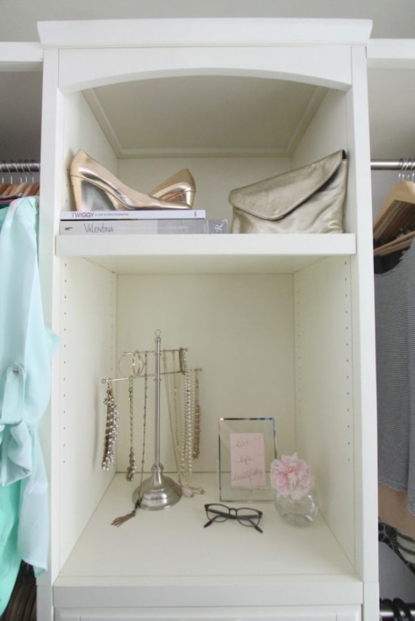 Gorgeous walk-in closet created with diy closets systems