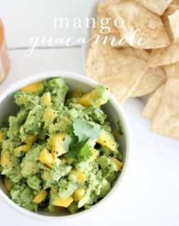 Mango Guacamole is fresh & flavorful as a dip or an accompaniment to chicken, enchiladas, & quesadillas. Get the recipe at julieblanner.com