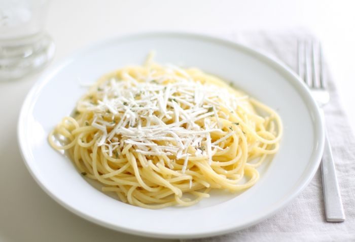 Grown Up Buttered Noodles | Spaghetti with Mizithra Cheese & Browned Butter Recipe