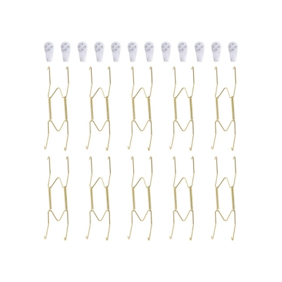 A set of 10 gold wire plate hangers