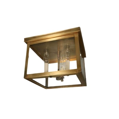 a square brass flush mount lantern
