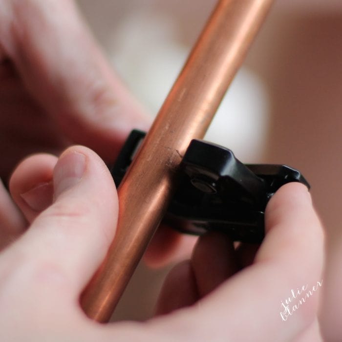 cut the copper curtain rods to size