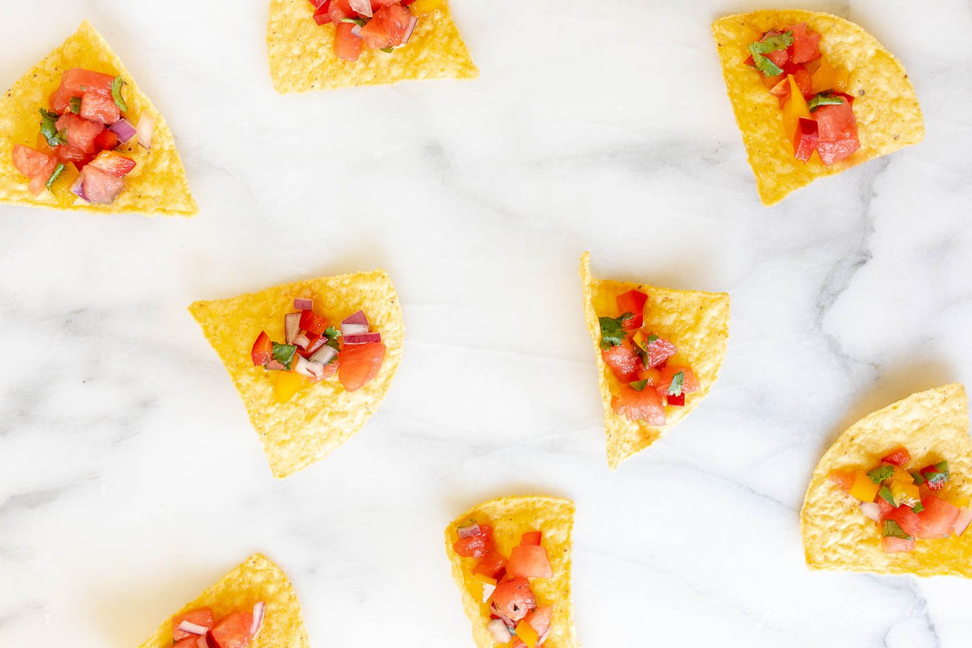 watermelon salsa on tortilla chips