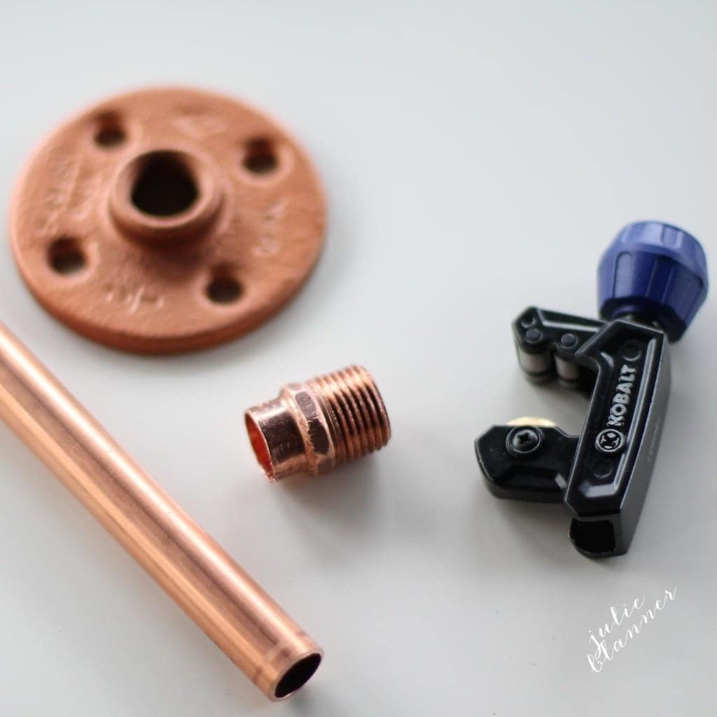 Materials needed for DIY copper curtain rod