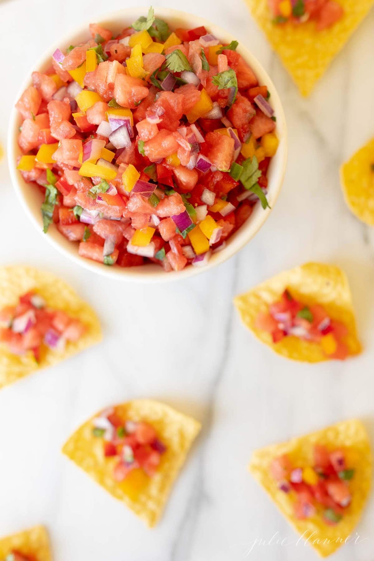 vegetable and fruit salsa in a bowl