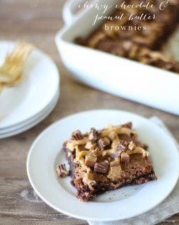 Chewy Chocolate & Peanut Butter Brownie recipe - in just a few minutes! You'll never buy another box mix!