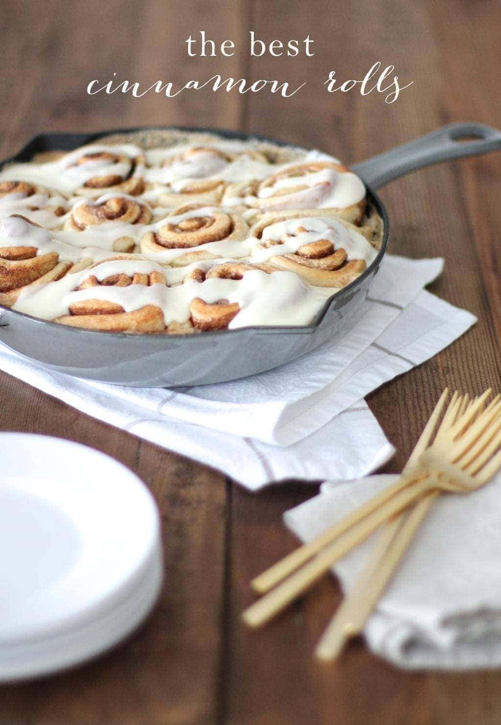 Skillet Cinnamon Rolls with Caramel Topping