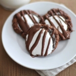 chocolate fluffernutter cookies on a white plate