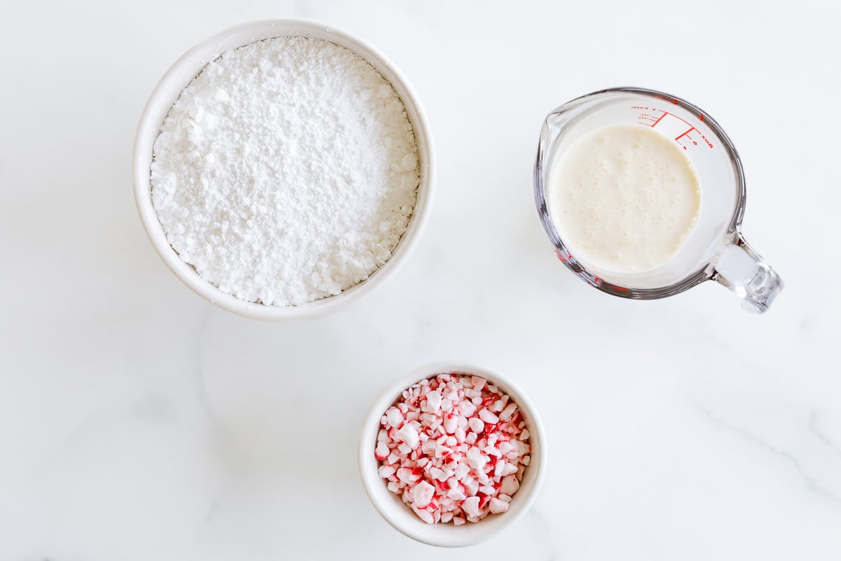 A sweet dip made with powdered sugar and candy canes.