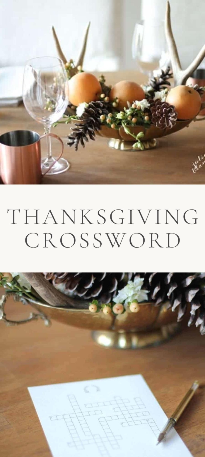 thanksgiving crossword and decoration on table