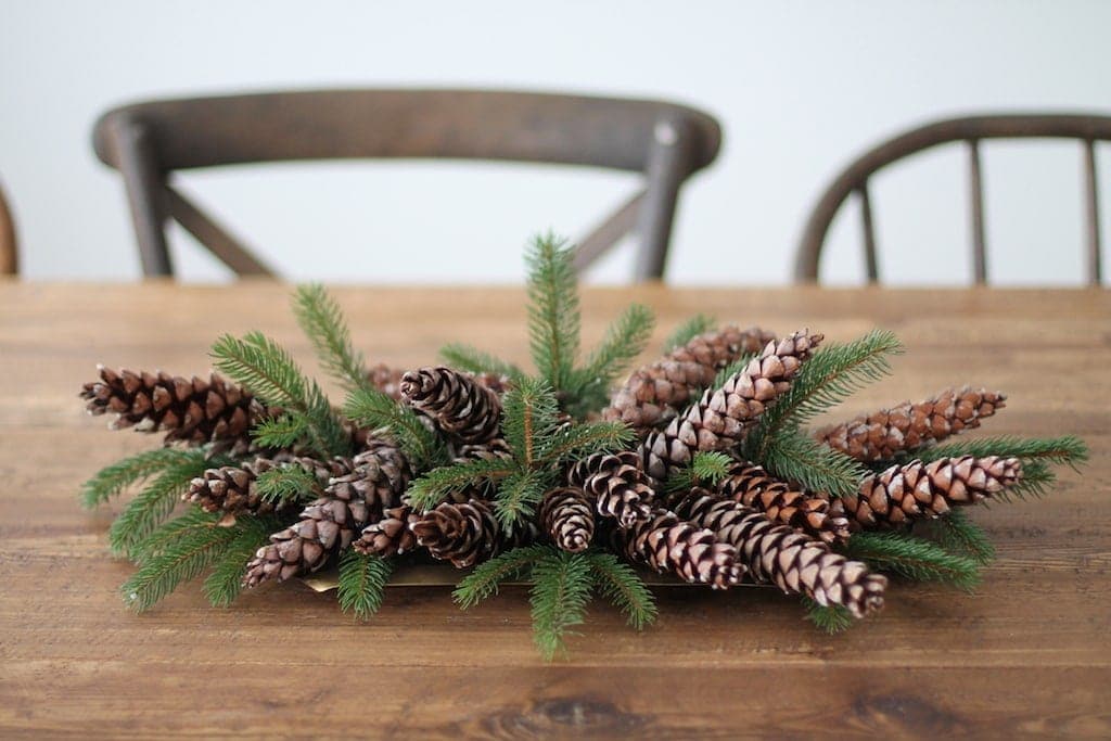 holiday centerpieces using pine cones