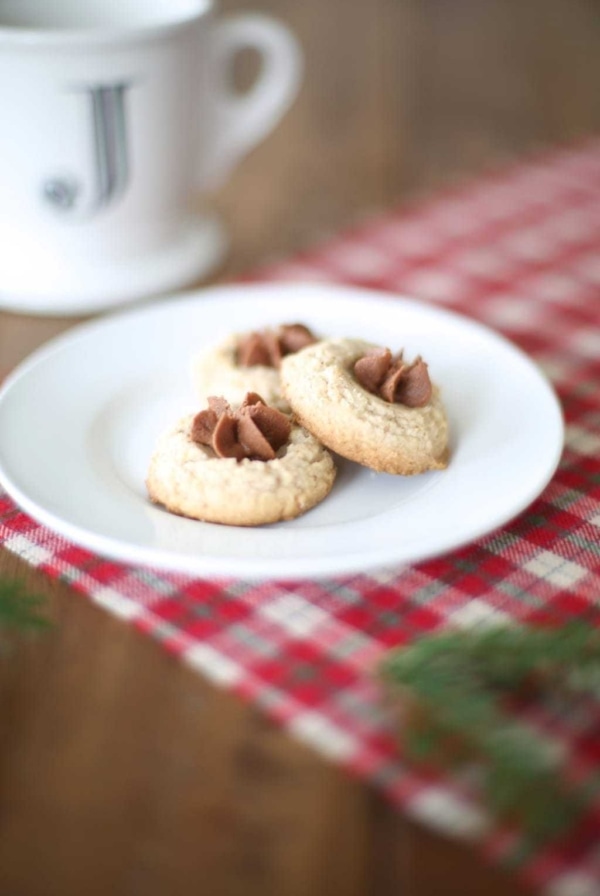 Pecan Thumbprint Cookie recipe with chocolate butter icing - melt in your mouth amazing!