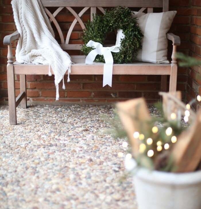 Simple & neutral Christmas front porch decorations