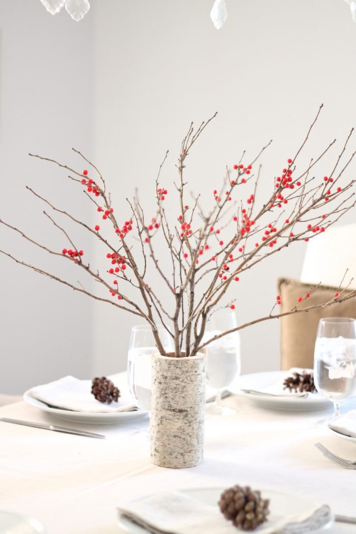 Casual Christmas entertaining - berries & birch table setting