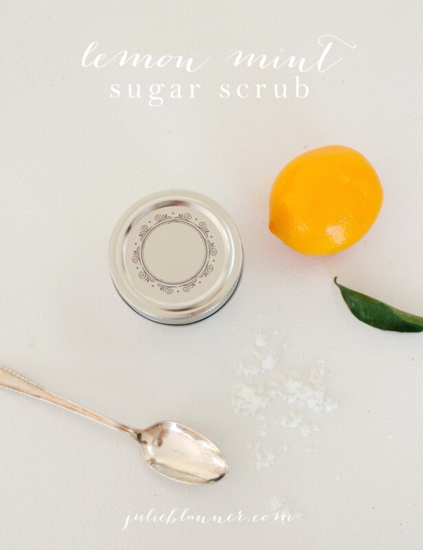 Easy homemade lemon mint sugar scrub with just a few natural ingredients - a great gift for yourself, friends & teachers!