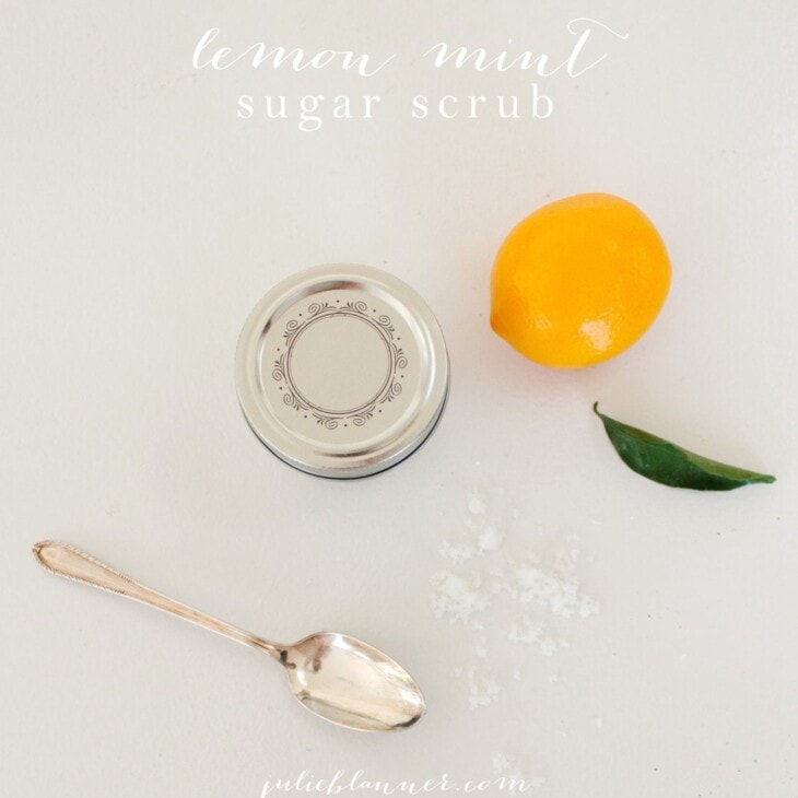 Easy homemade lemon mint sugar scrub with just a few natural ingredients - a great gift for yourself, friends & teachers!