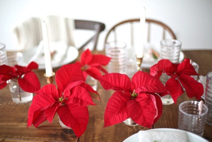 Julie Blanner shares her Christmas entertaining tips with Souther Living magazine, including this 5 minute diy Christmas centerpiece using a poinsettia!